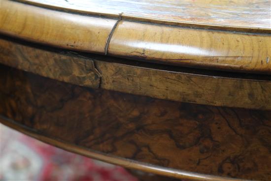 A Victorian walnut demi lune card table W.93cm